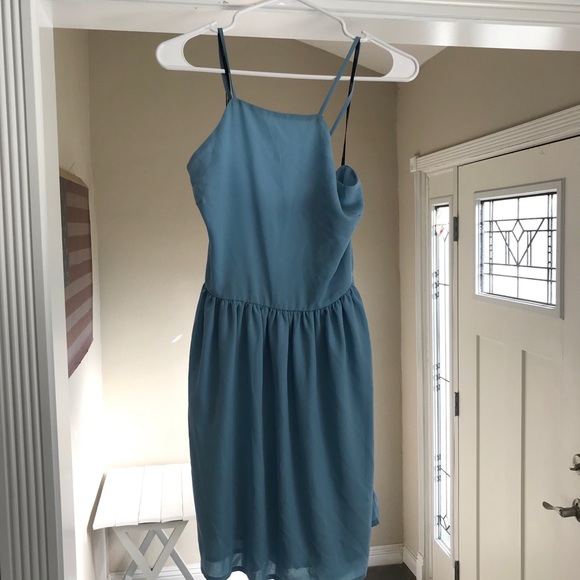 baby blue high neck dress